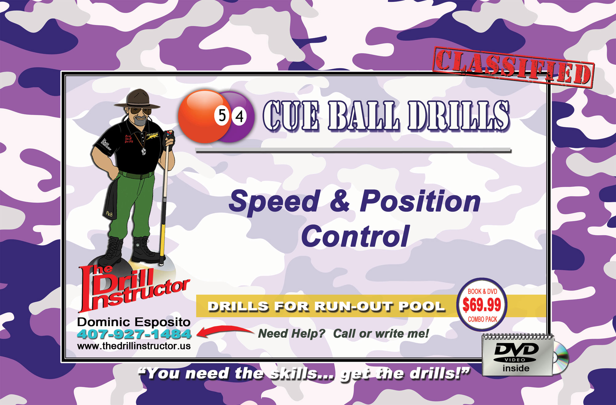 Drill Instructor- Cue Ball Drills Pool Cue