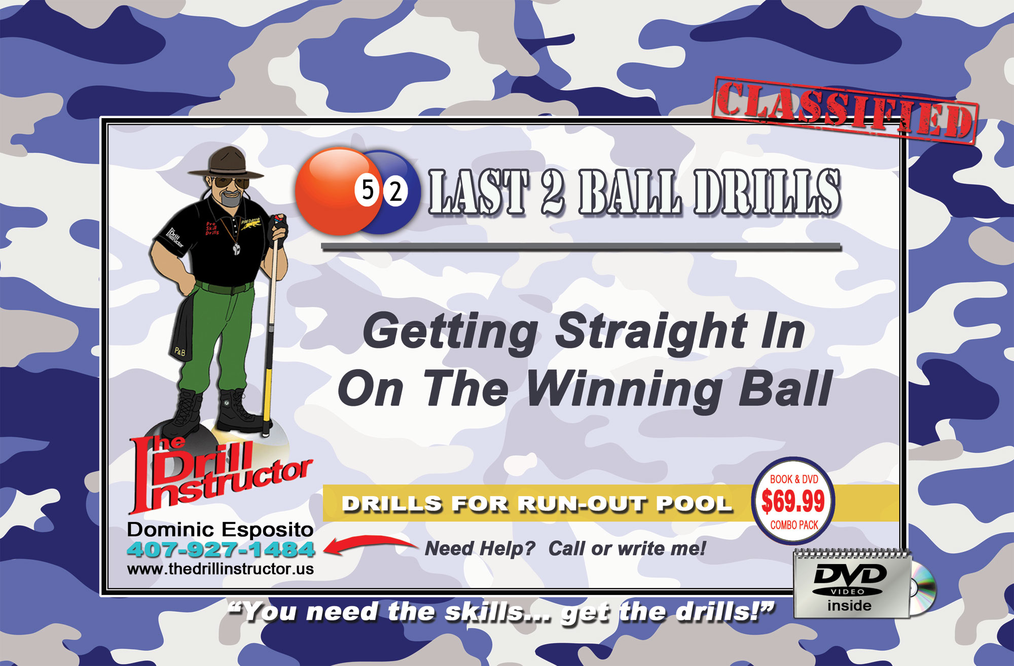 Drill Instructor- Last 2 Ball Drills Pool Cue