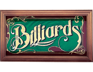 Mirrored Billiard Sign                                       Pool Cue