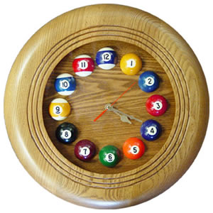 Round Solid Oak Billiards Clock