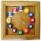 Square Solid Oak Billiards Clock