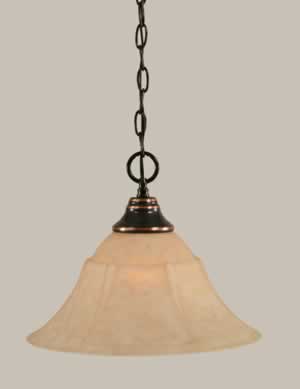 Chain Hung Pendant Shown In Black Copper Finish With 14" Italian Marble Glass