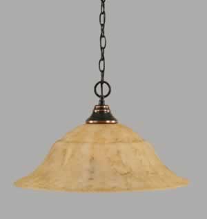 Chain Hung Pendant Shown In Black Copper Finish With 20" Italian Marble Glass