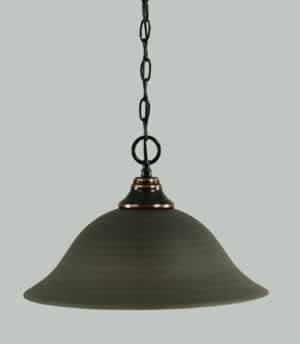 Chain Hung Pendant Shown In Black Copper Finish With 16" Gray Linen Glass