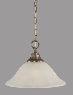 Chain Hung Pendant Shown In Brushed Nickel Finish With 12" White Marble Glass