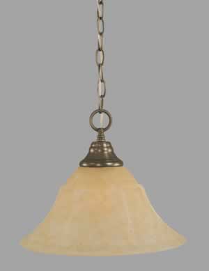 Chain Hung Pendant Shown In Brushed Nickel Finish With 14" Amber Marble Glass
