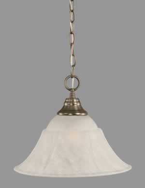 Chain Hung Pendant Shown In Brushed Nickel Finish With 14" White Marble Glass