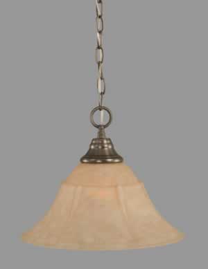 Chain Hung Pendant Shown In Brushed Nickel Finish With 14" Italian Marble Glass