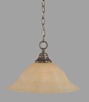 Chain Hung Pendant Shown In Brushed Nickel Finish With 16" Amber Marble Glass