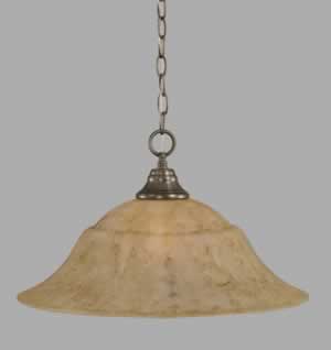 Chain Hung Pendant Shown In Brushed Nickel Finish With 20" Italian Marble Glass
