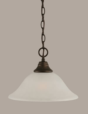 Chain Hung Pendant Shown In Bronze Finish With 12" White Marble Glass