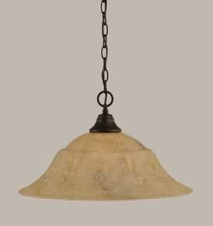 Chain Hung Pendant Shown In Bronze Finish With 20" Italian Marble Glass