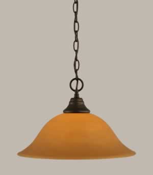 Chain Hung Pendant Shown In Bronze Finish With 16" Cayenne Linen Glass