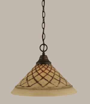 Chain Hung Pendant Shown In Bronze Finish With 16" Chocolate Icing Glass