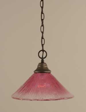 Chain Hung Pendant Shown In Bronze Finish With 12" Wine Crystal Glass