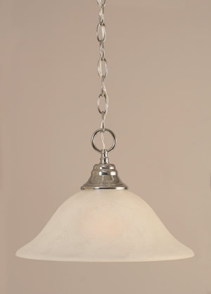 Chain Hung Pendant Shown In Chrome Finish With 12" White Marble Glass