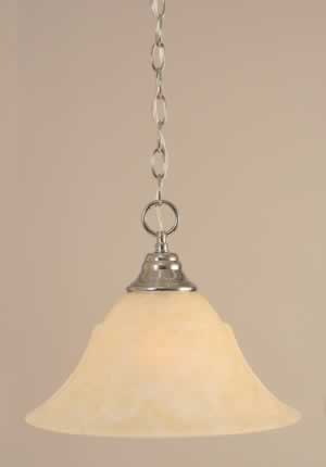Chain Hung Pendant Shown In Chrome Finish With 14" Amber Marble Glass