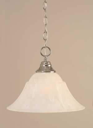 Chain Hung Pendant Shown In Chrome Finish With 14" White Marble Glass