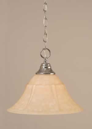 Chain Hung Pendant Shown In Chrome Finish With 14" Italian Marble Glass