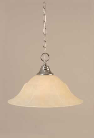 Chain Hung Pendant Shown In Chrome Finish With 16" Amber Marble Glass