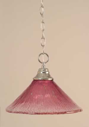 Chain Hung Pendant Shown In Chrome Finish With 12" Wine Crystal Glass