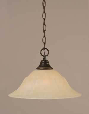 Chain Hung Pendant Shown In Dark Granite Finish With 16" Amber Marble Glass