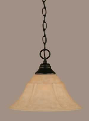 Chain Hung Pendant Shown In Matte Black Finish With 14" Italian Marble Glass
