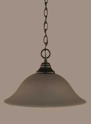 Chain Hung Pendant Shown In Matte Black Finish With 16"" Gray Linen Glass