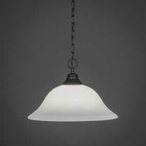 Chain Hung Pendant Shown In Matte Black Finish With 16"" White Linen Glass