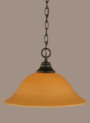 Chain Hung Pendant Shown In Matte Black Finish With 16"" Cayenne Linen Glass