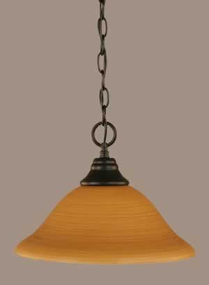 Chain Hung Pendant Shown In Matte Black Finish With 12" Cayenne Linen Glass