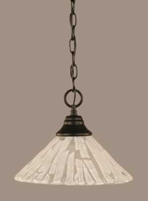 Chain Hung Pendant Shown In Matte Black Finish With 12" Italian Ice Glass