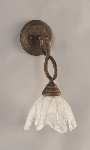Leaf 1 Light Wall Sconce Shown In Bronze Finish With 7" Italian Ice Glass