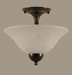 Semi-Flush with 2 Bulbs Shown In Black Copper Finish With 12" White Marble Glass
