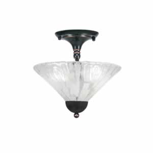 Semi-Flush with 2 Bulbs Shown In Black Copper Finish With 12" Italian Ice Glass