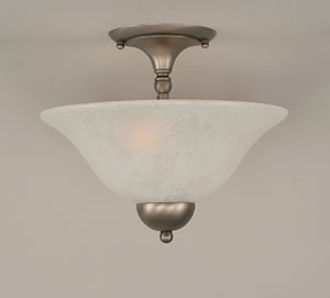 Semi-Flush with 2 Bulbs Shown In Brushed Nickel Finish With 12" White Marble Glass