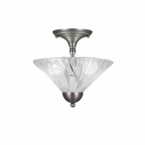 Semi-Flush with 2 Bulbs Shown In Brushed Nickel Finish With 12" Italian Ice Glass