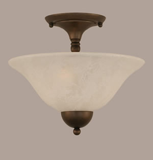 Semi-Flush with 2 Bulbs Shown In Bronze Finish With 12" White Marble Glass