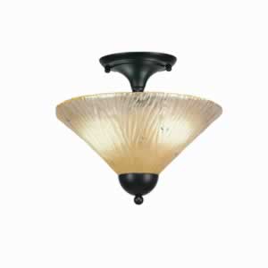 Semi-Flush with 2 Bulbs Shown In Matte Black Finish With 12" Amber Crystal Glass