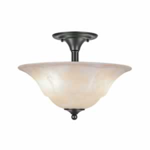 Semi-Flush with 2 Bulbs Shown In Matte Black Finish With 16" Amber Marble Glass