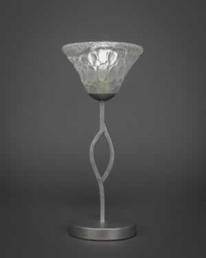 Revo Mini Table Lamp Shown in Aged Silver Finish With 7" Italian Bubble Glass
