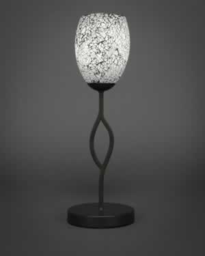 Revo Mini Table Lamp Shown In Dark GraniteFinish With 5" Black Fusion Glass