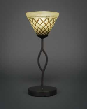 Revo Mini Table Lamp Shown In Dark GraniteFinish With 7" Chocolate Icing Crystal Glass