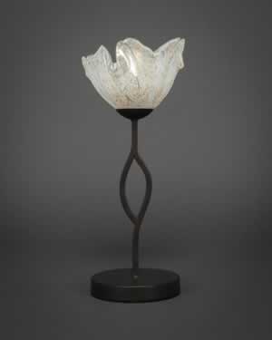 Revo Mini Table Lamp Shown in Dark Granite Finish With 7” Italian Ice Glass