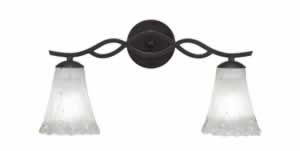 Revo 2 Light Bath Bar Shown In Dark Granite Finish With 5.5" Fluted Frosted Crystal Glass