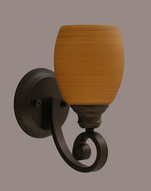 Curl Wall Sconce Shown In Bronze Finish With 5" Cayenne Glass
