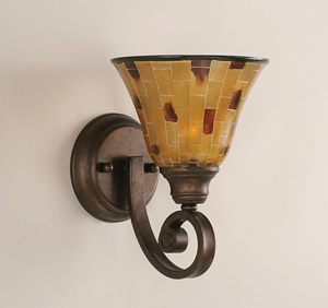 Curl Wall Sconce Shown In Bronze Finish With 7" Penshell Resin Shade