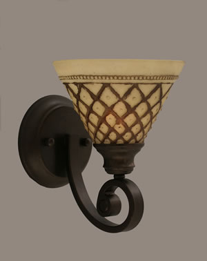 Curl Wall Sconce Shown In Bronze Finish With 7" Chocolate Icing Glass