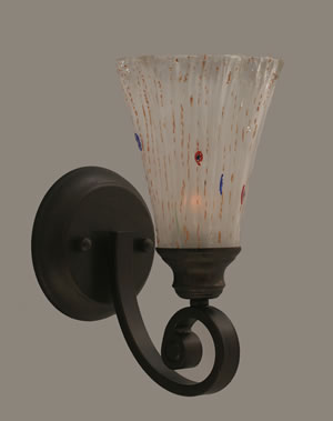 Curl Wall Sconce Shown In Bronze Finish With 5.5" Frosted Crystal Glass