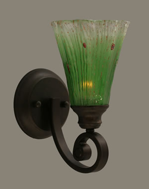 Curl Wall Sconce Shown In Bronze Finish With 5.5" Kiwi Green Crystal Glass